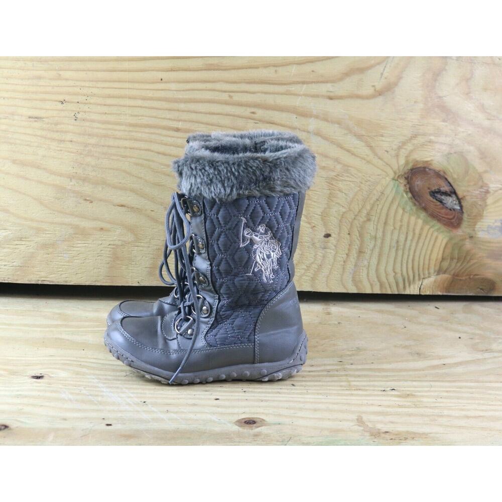 U.S. Polo Assn Boots Girls Faux Fur Trim Boots Gray Sz 11M Shoes
